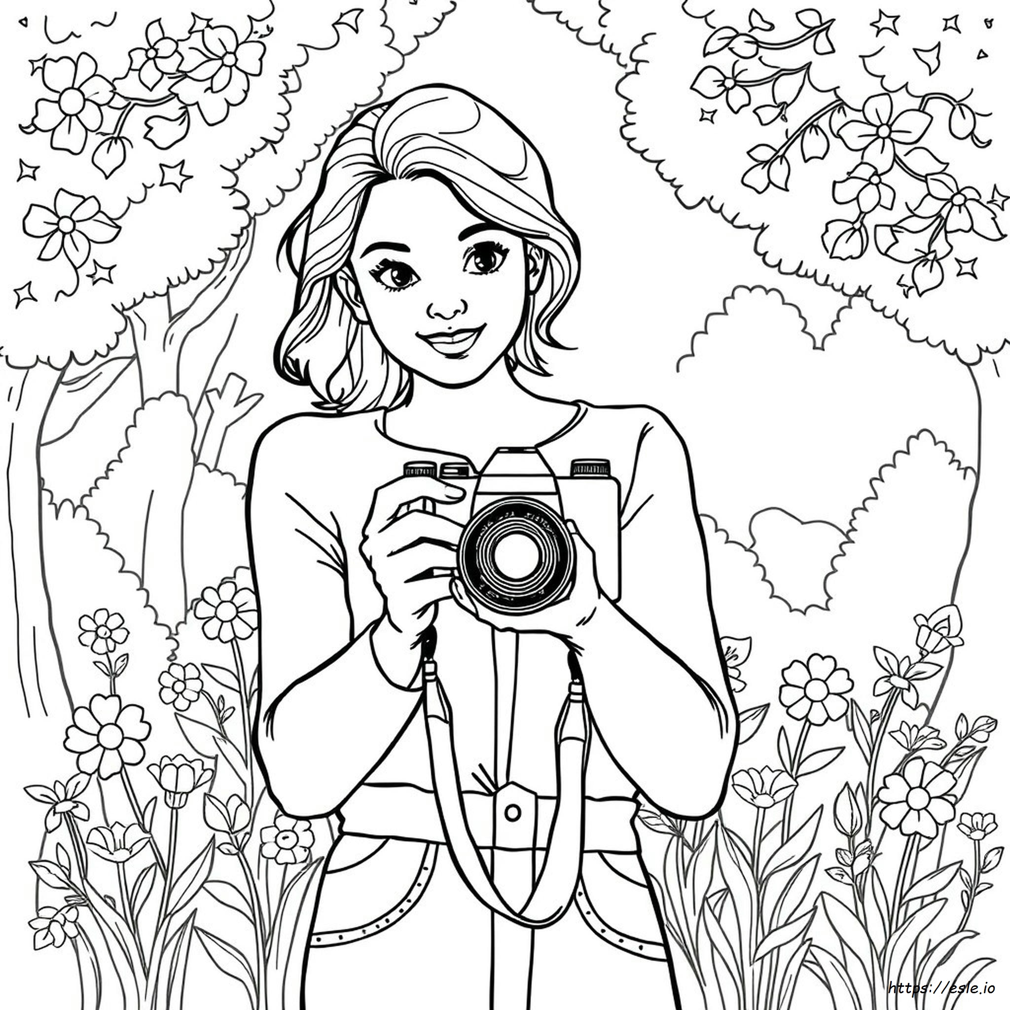 Camera Woman Coloring Page