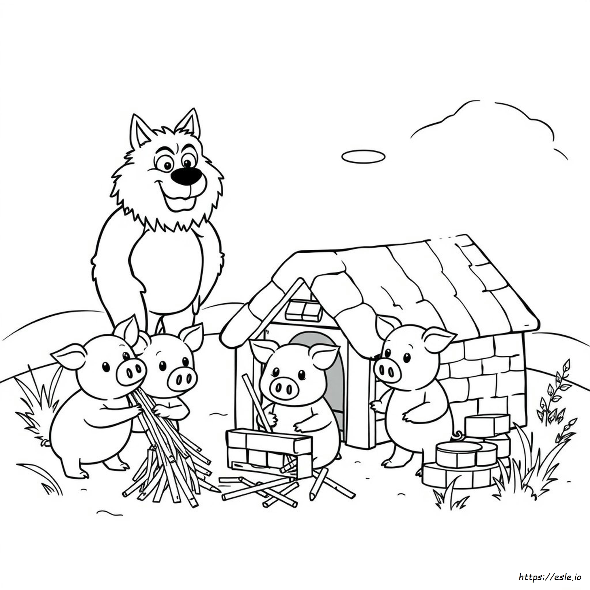 Colouring Pages Three Little Pigs