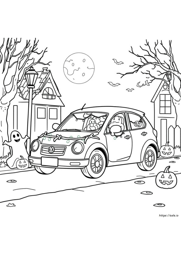 Samochody Halloween Kolorowanki