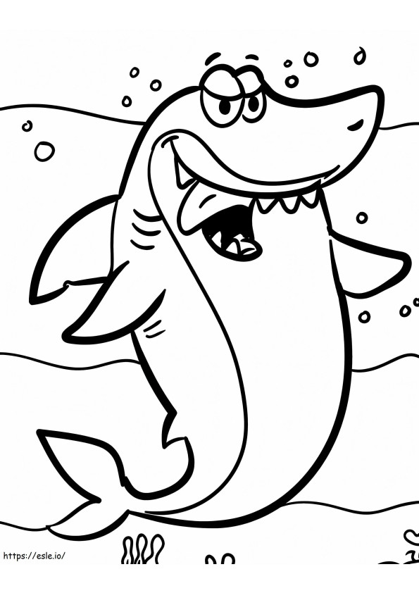 Cartoon hongerige haai kleurplaat