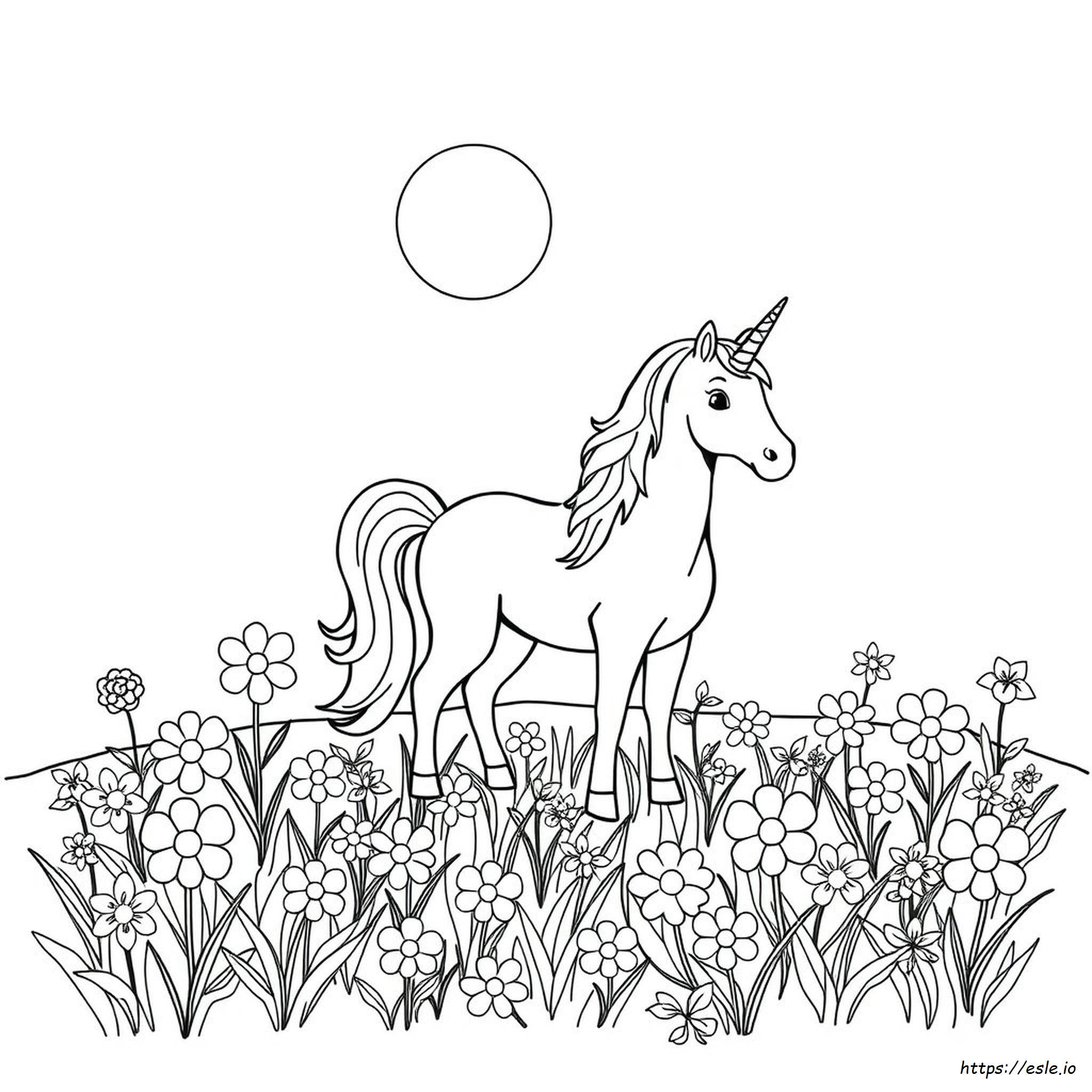 Unicornio Y Flores Para Colorear