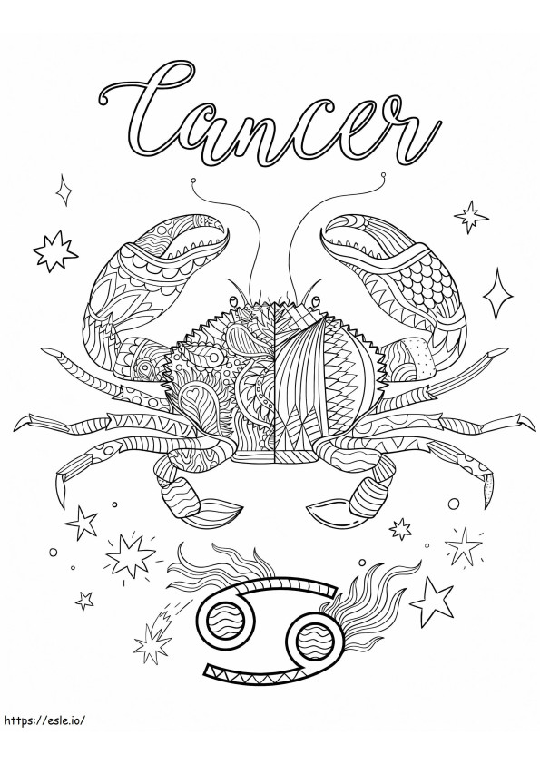 Ilmainen tulostettava Cancer Zodiac värityskuva
