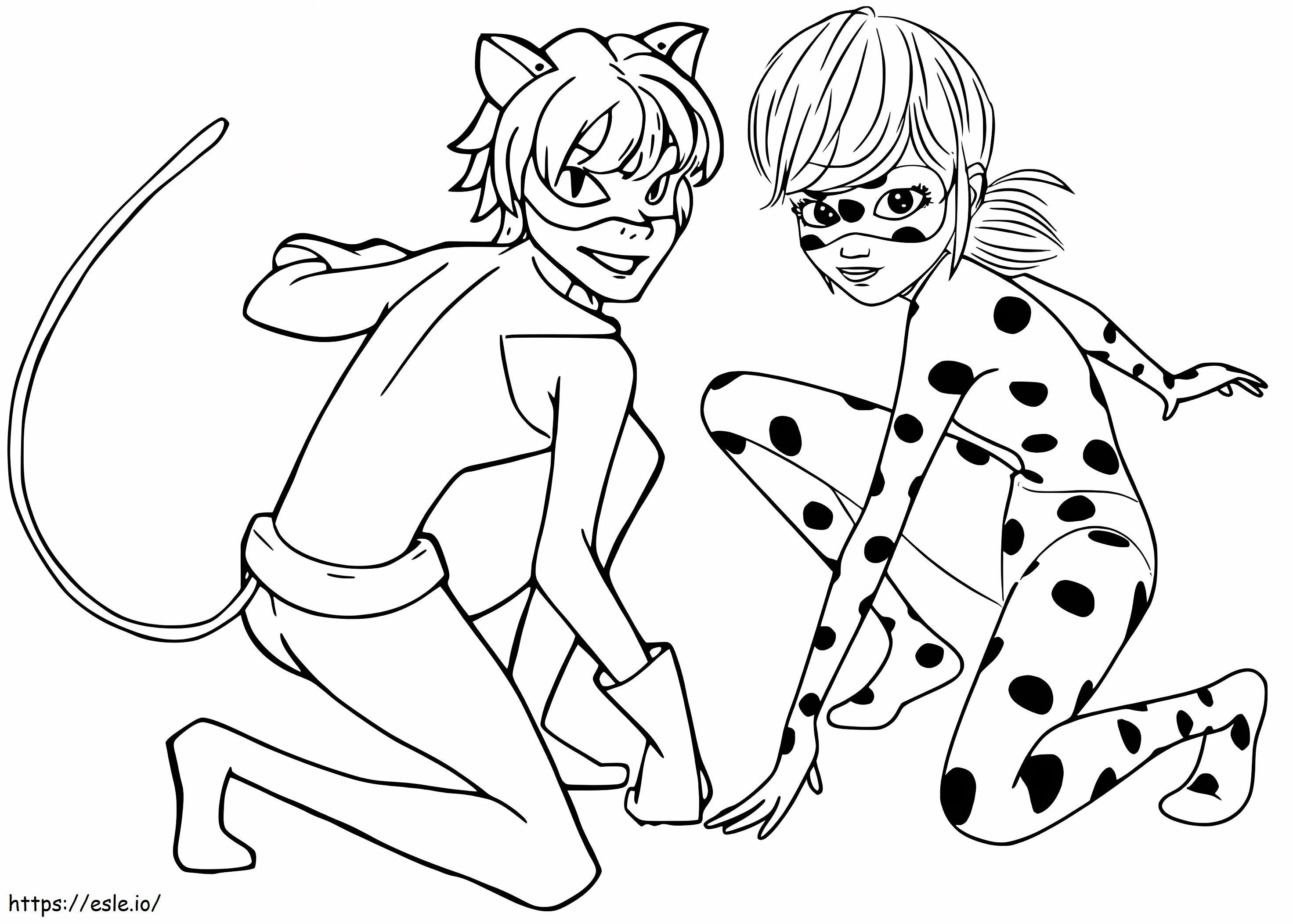 Básico Ladybug e Cat Noir para colorir
