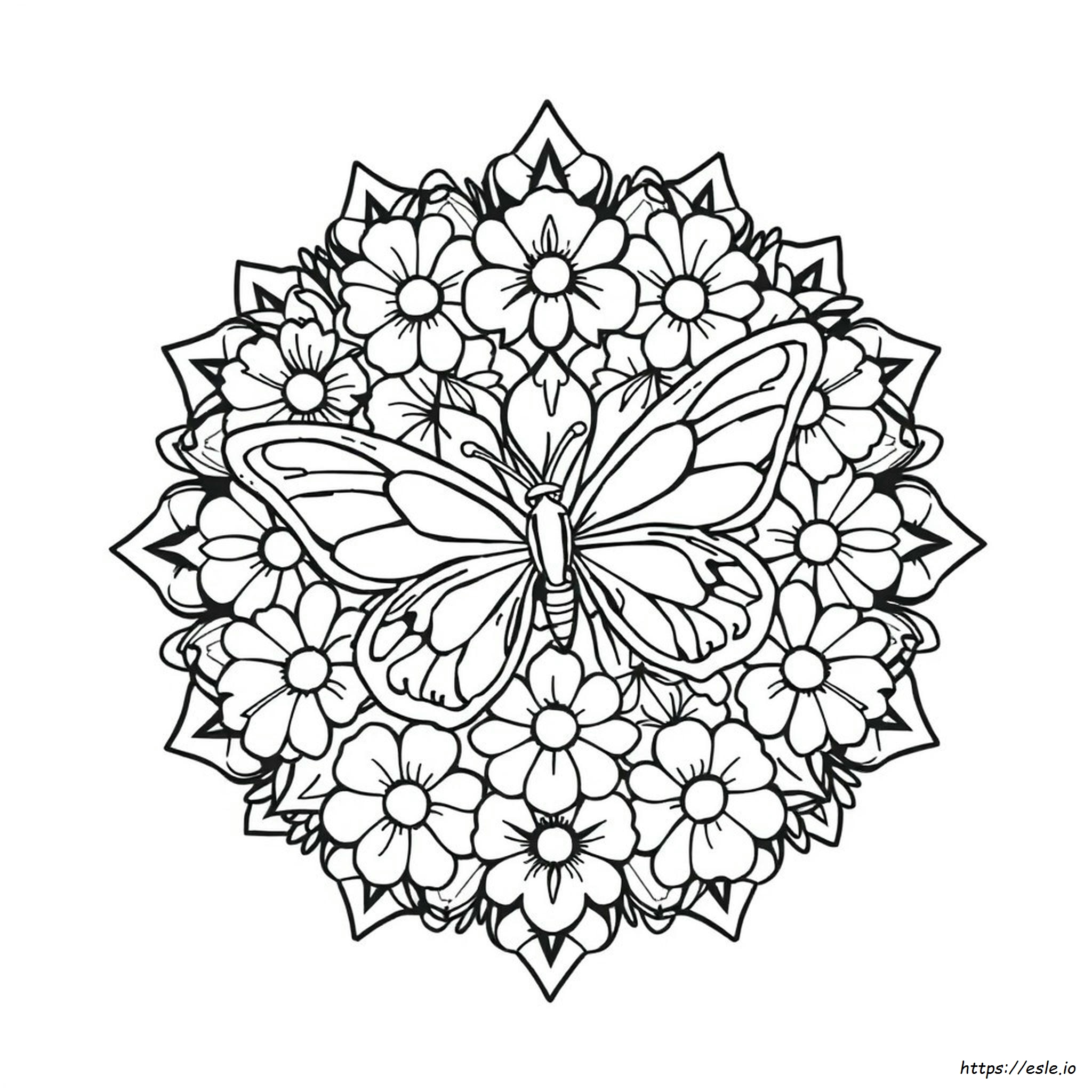 Mandala Fiore Farfalla Da Colorare