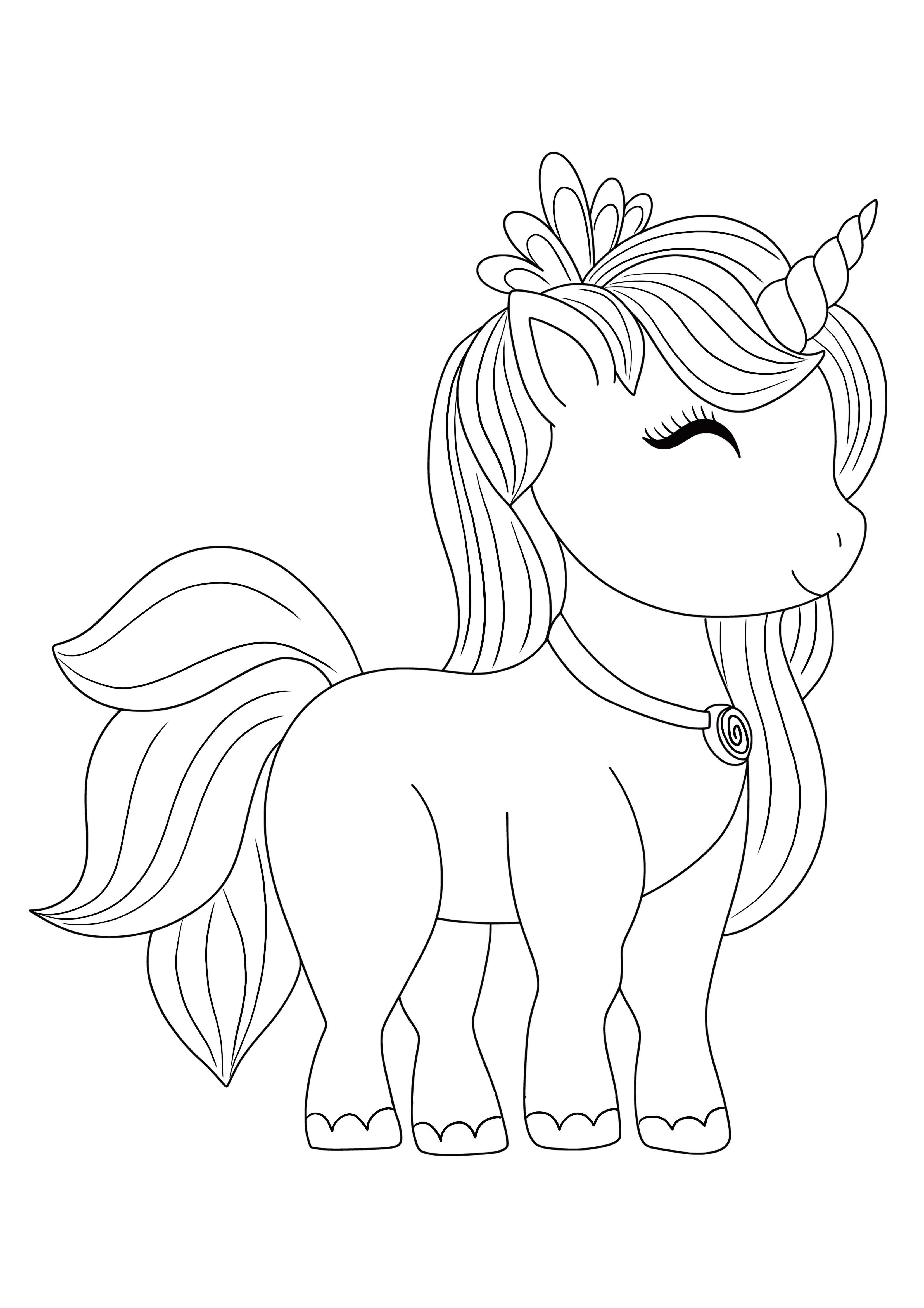 A free Unicorn coloring page to download for free and color