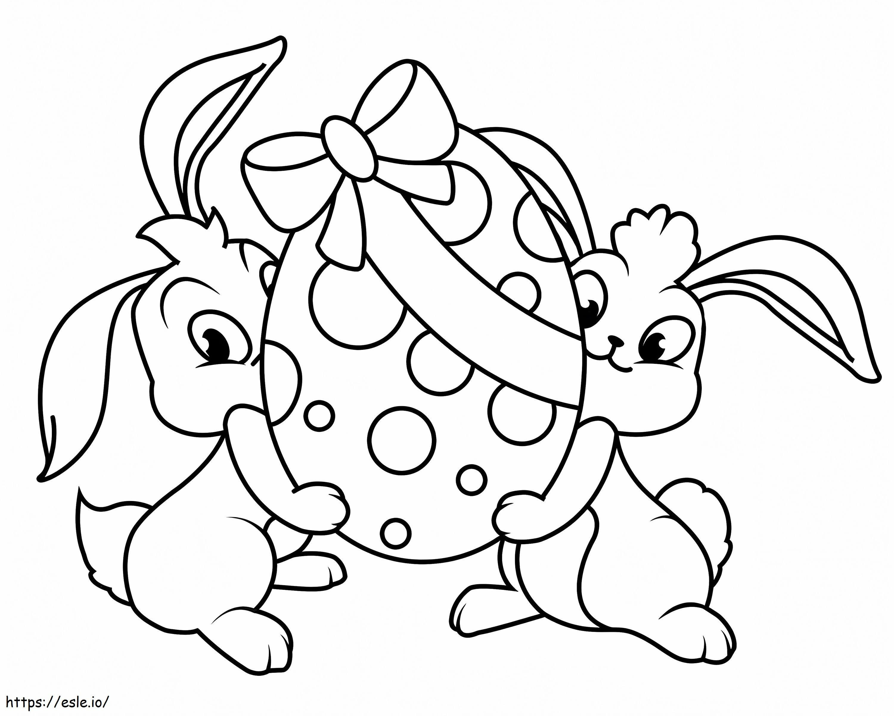 Coloriage Deux lapins de Pâques à imprimer dessin