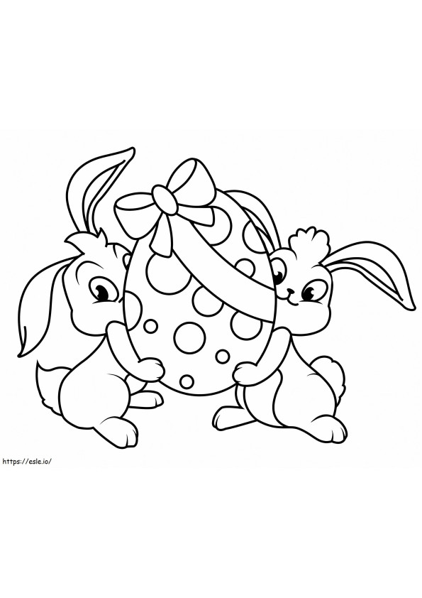 Coloriage Deux lapins de Pâques à imprimer dessin