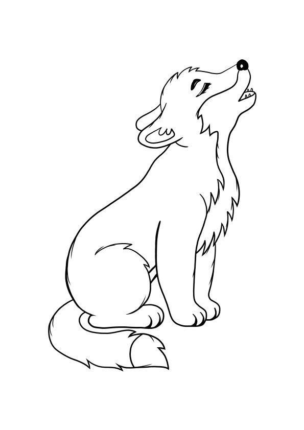 Wolf coloring page with few details for printing