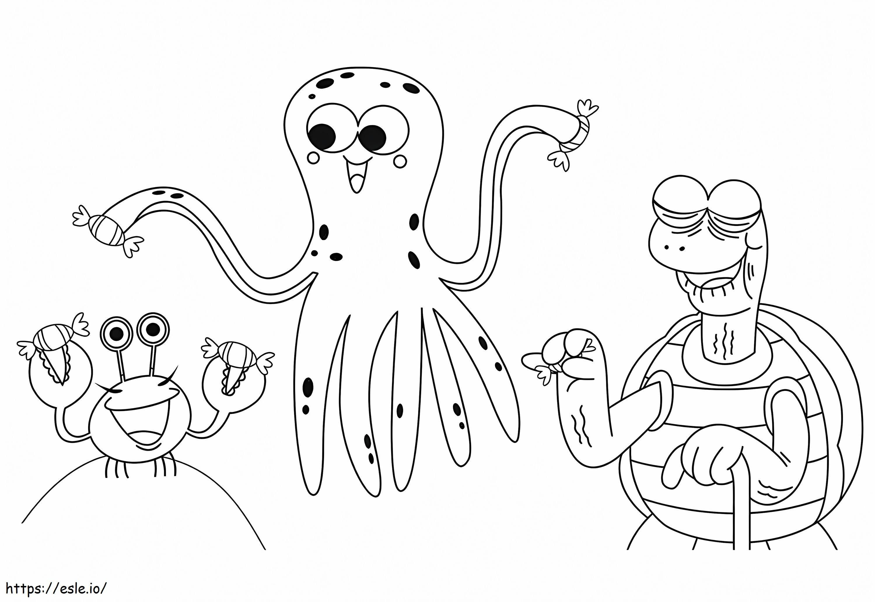 Characters From Baby Shark Halloween coloring page