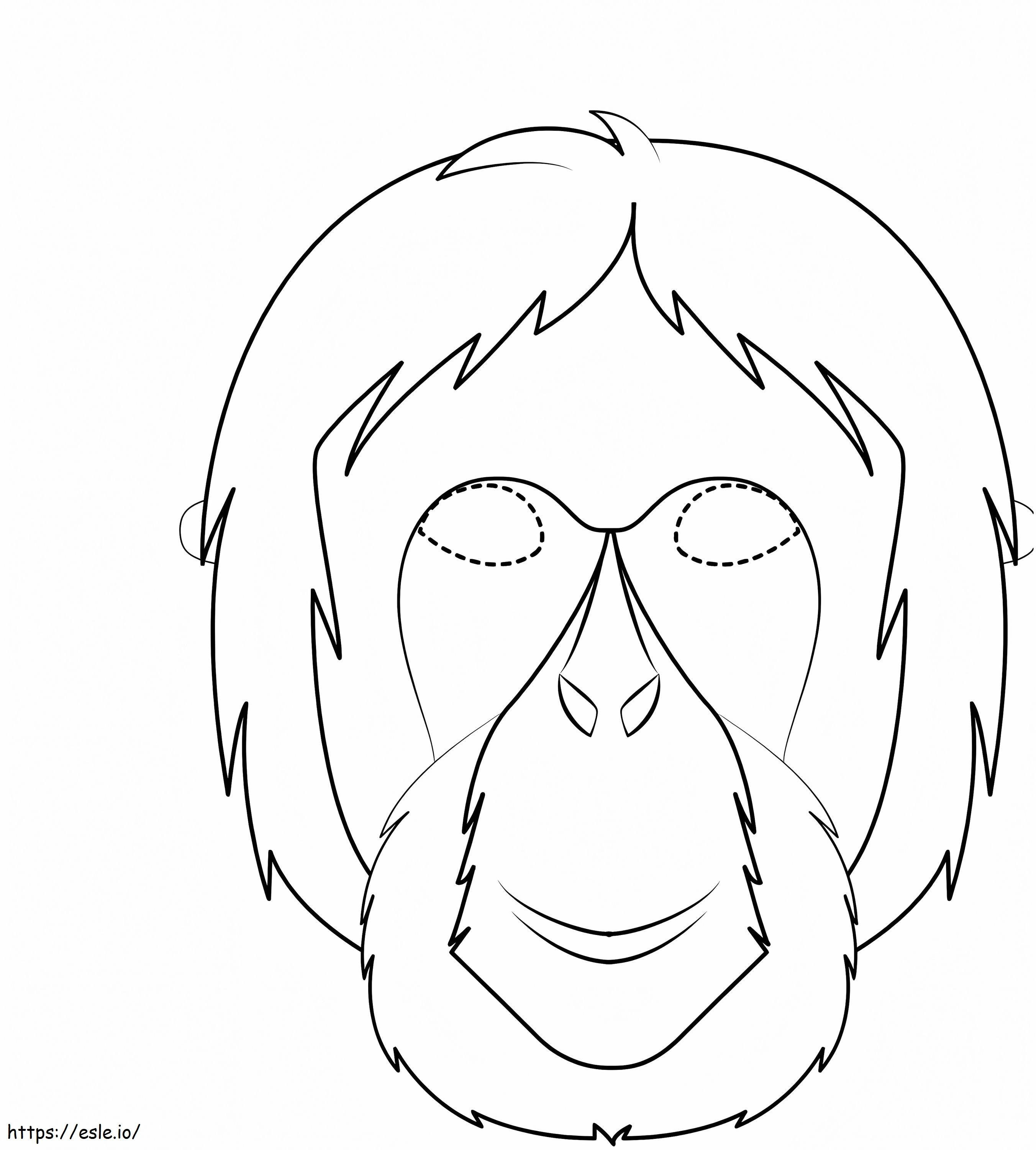  Mascara Orangután A4 para colorear