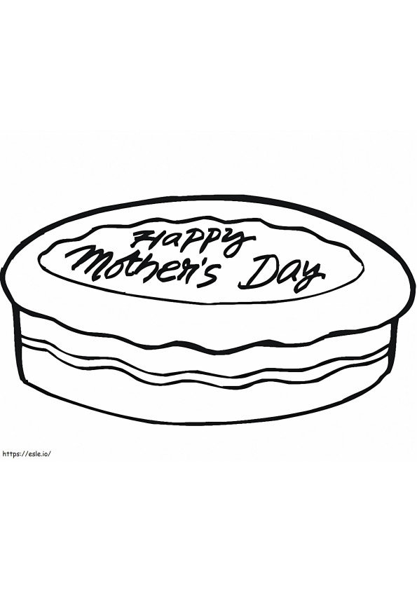 幸せな母の日のケーキ ぬりえ - 塗り絵