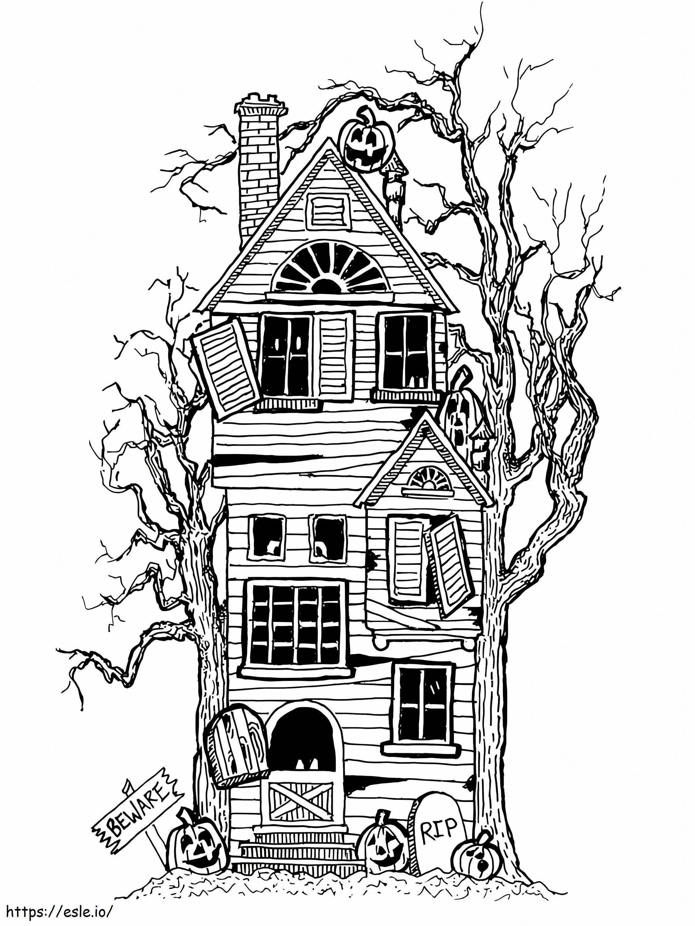Maison Hantee Dhalloween 2 coloring page