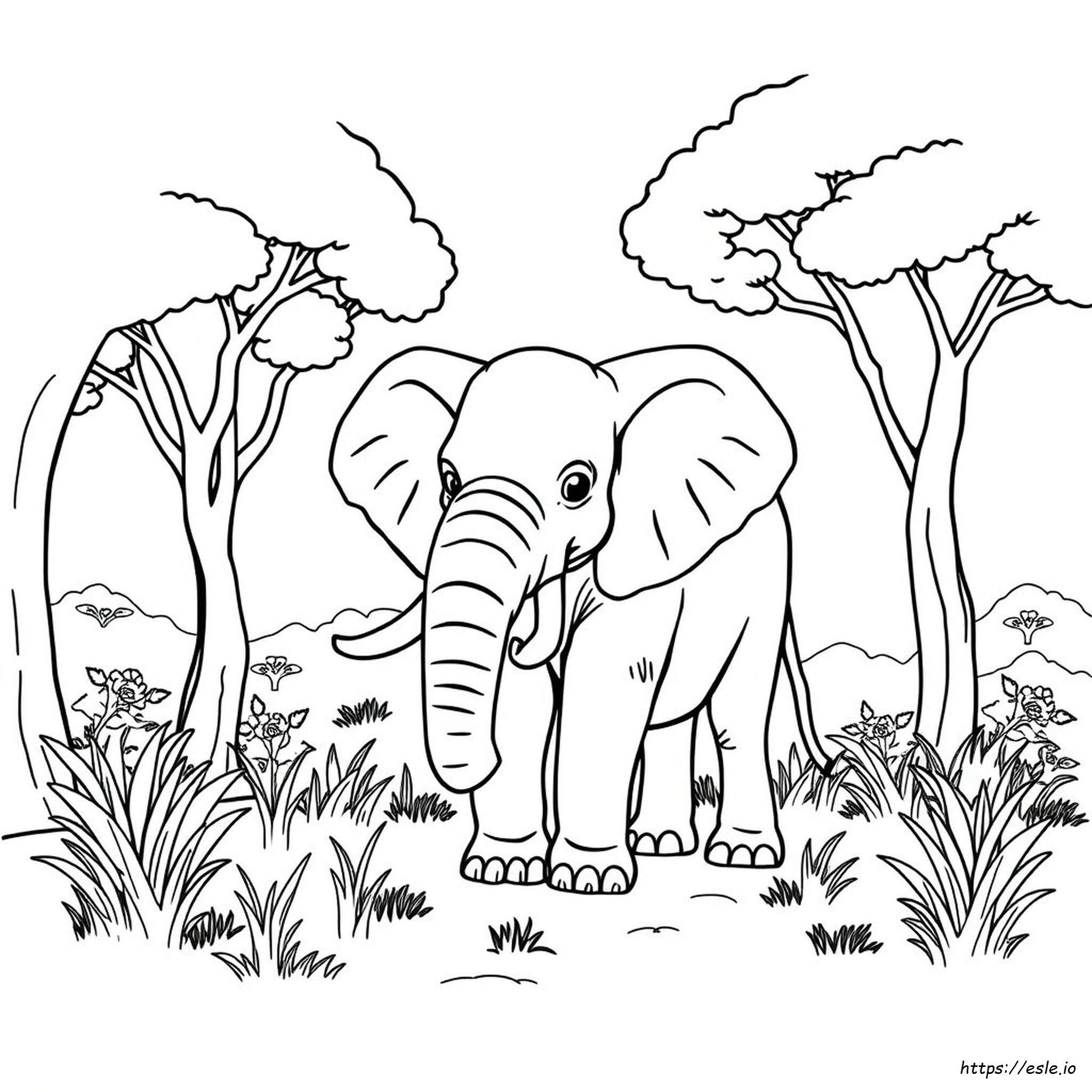 Free Coloring Page Of An Elephant