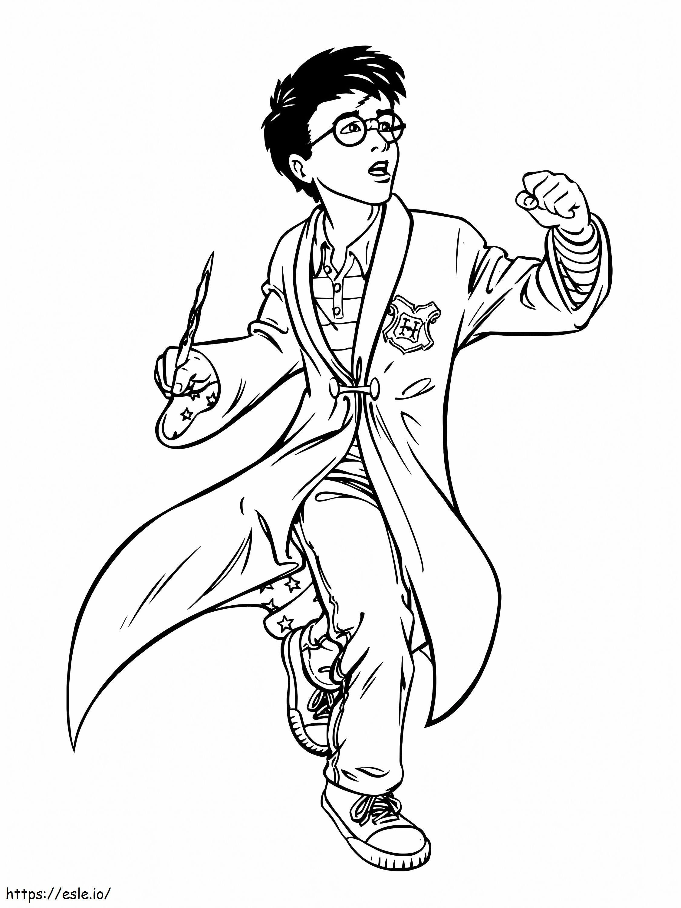 Harry Potter With Magic Wand coloring page