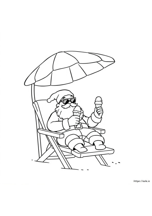 Summer Santa Coloring Page