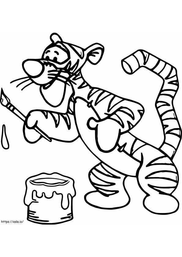 Tigger Is Painting coloring page
