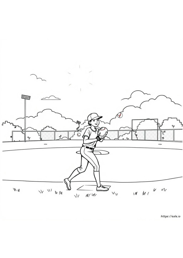 Giocatore Di Softball Da Colorare