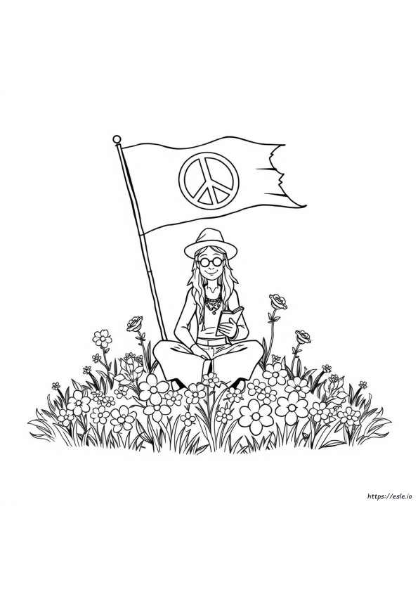 Lembar Mewarnai Hippie
