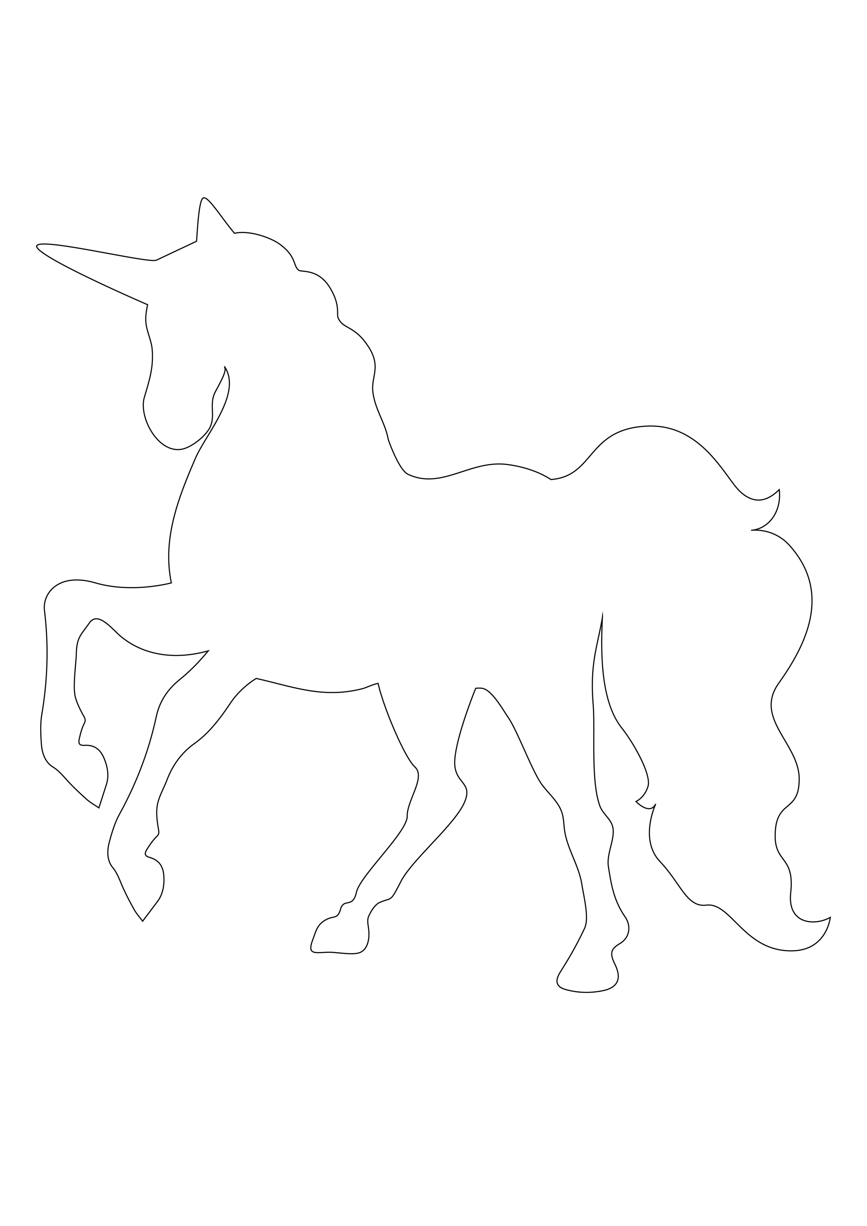 Unicorn pattern to color for free and easy to create personalized unicorns