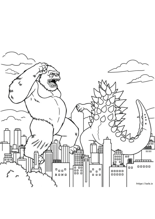 King Kong Contra Godzilla Para Colorear Gratis