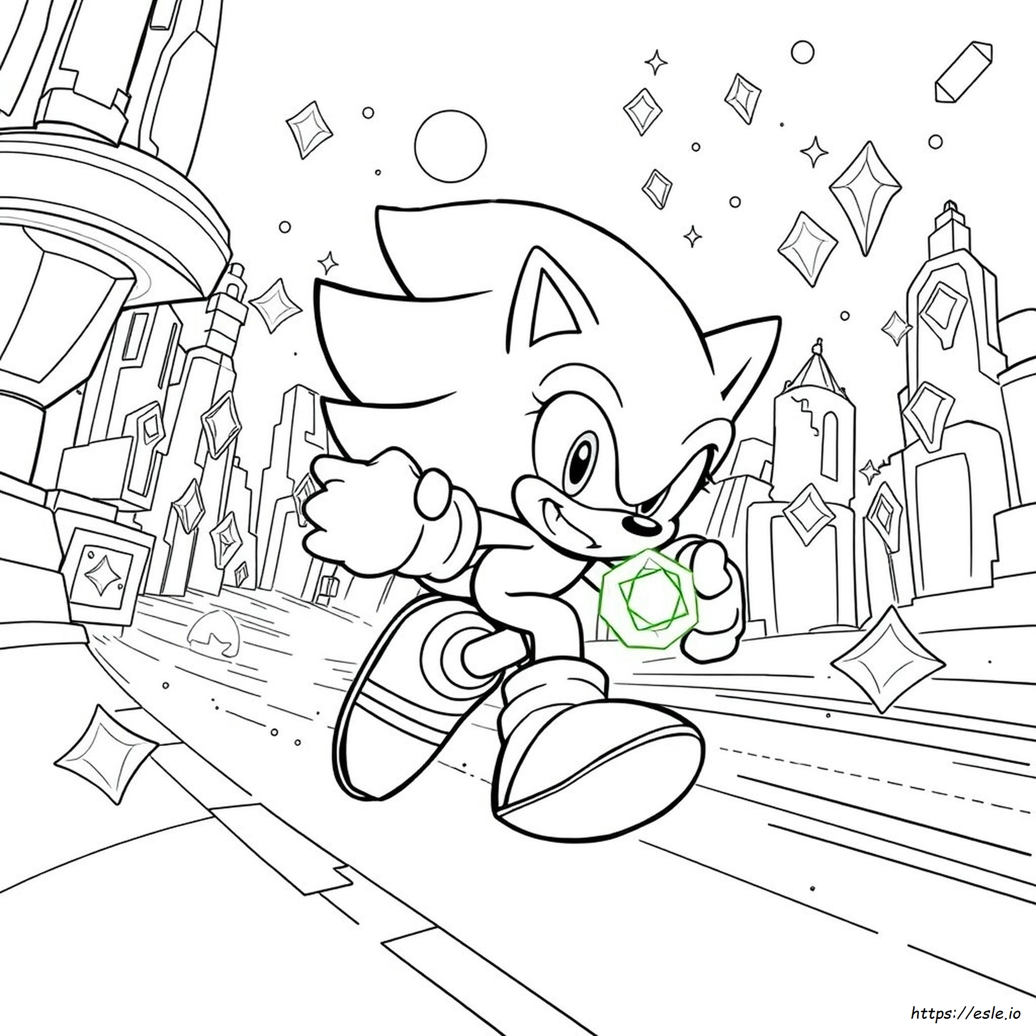 Super Sonic Sonic Chaos Emeralds Kleurplaten kleurplaat