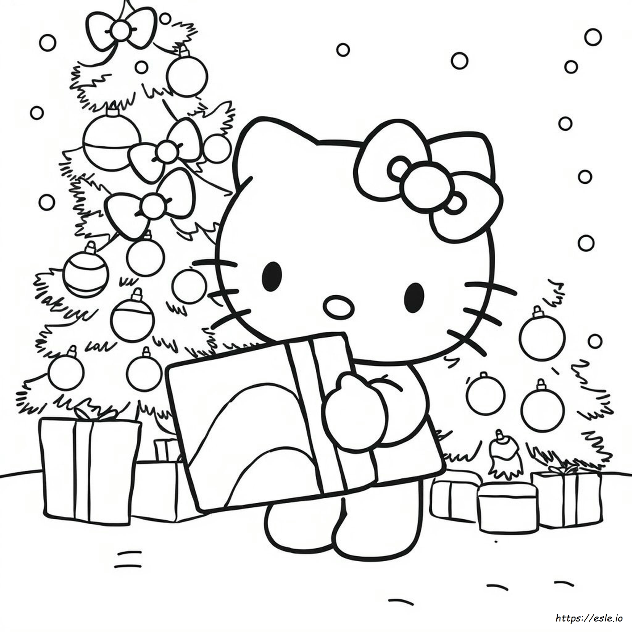 Candy Cane Hello Kitty Christmas Coloring Page