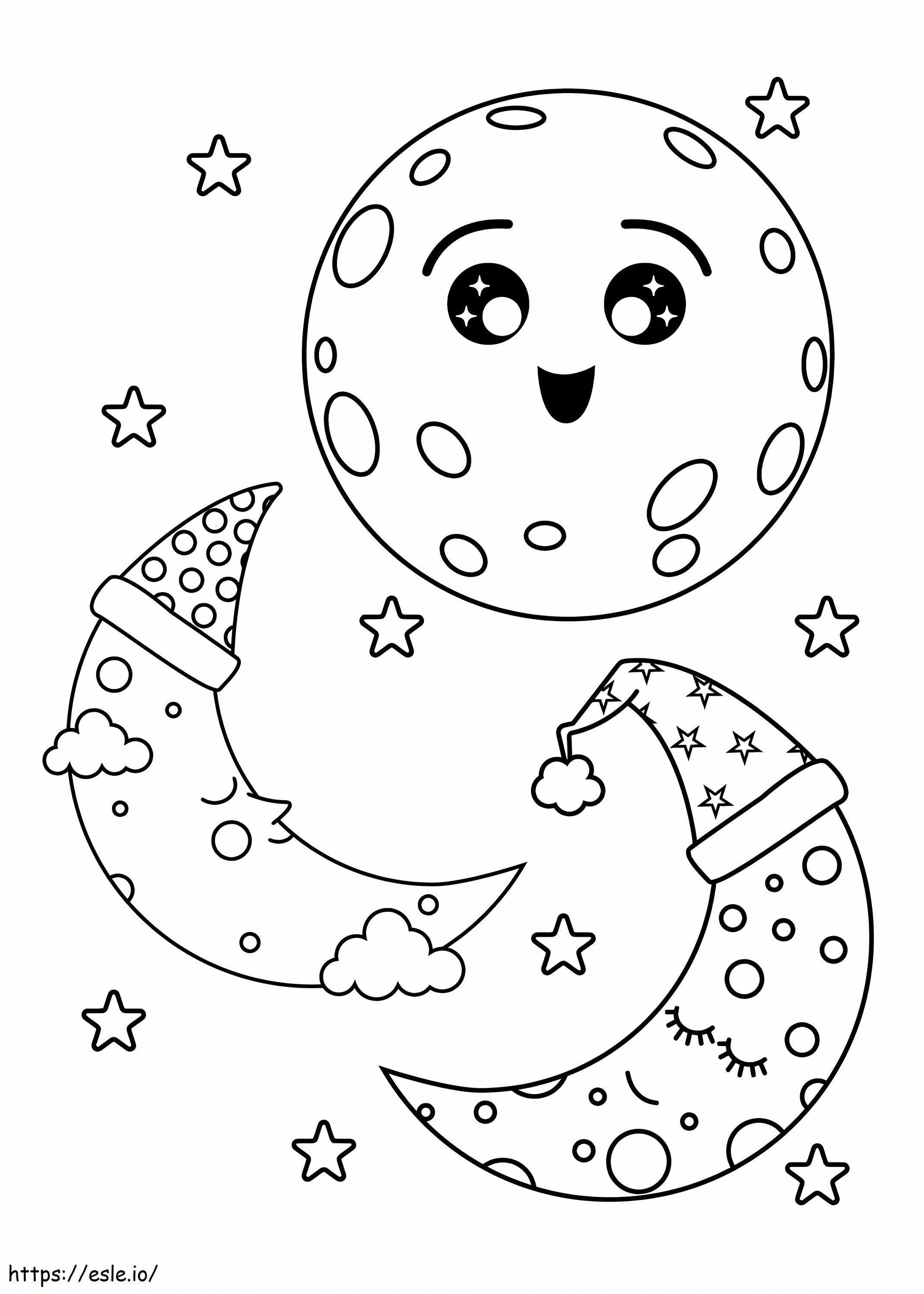 Two Moons With Earth At Christmas coloring page