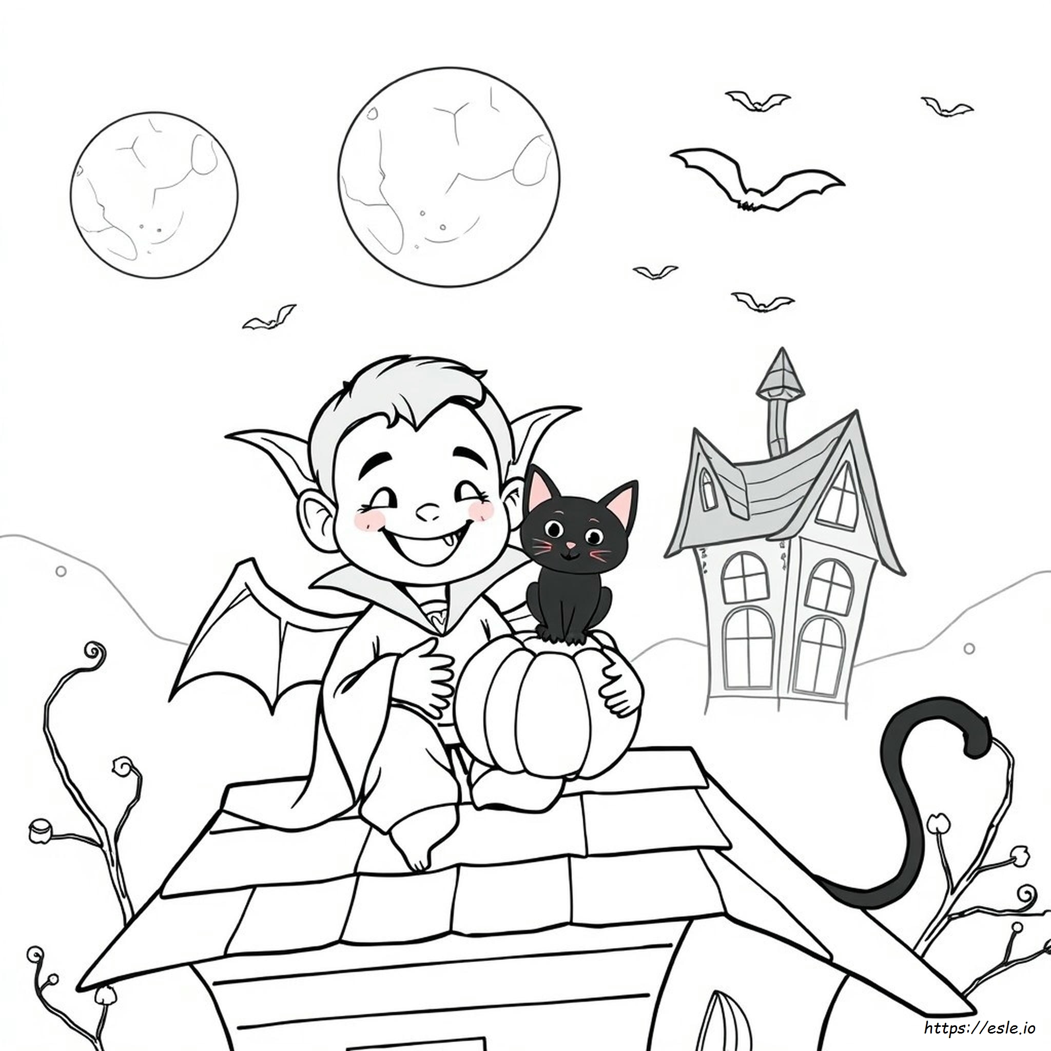 Schattige Halloween Vleermuis Kleurplaten kleurplaat