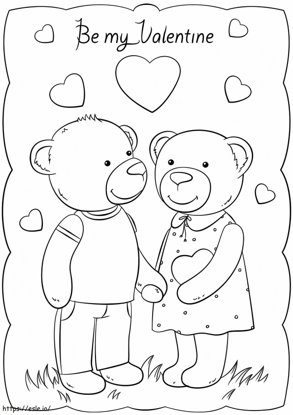 Printable Be Mine Valentine Card coloring page