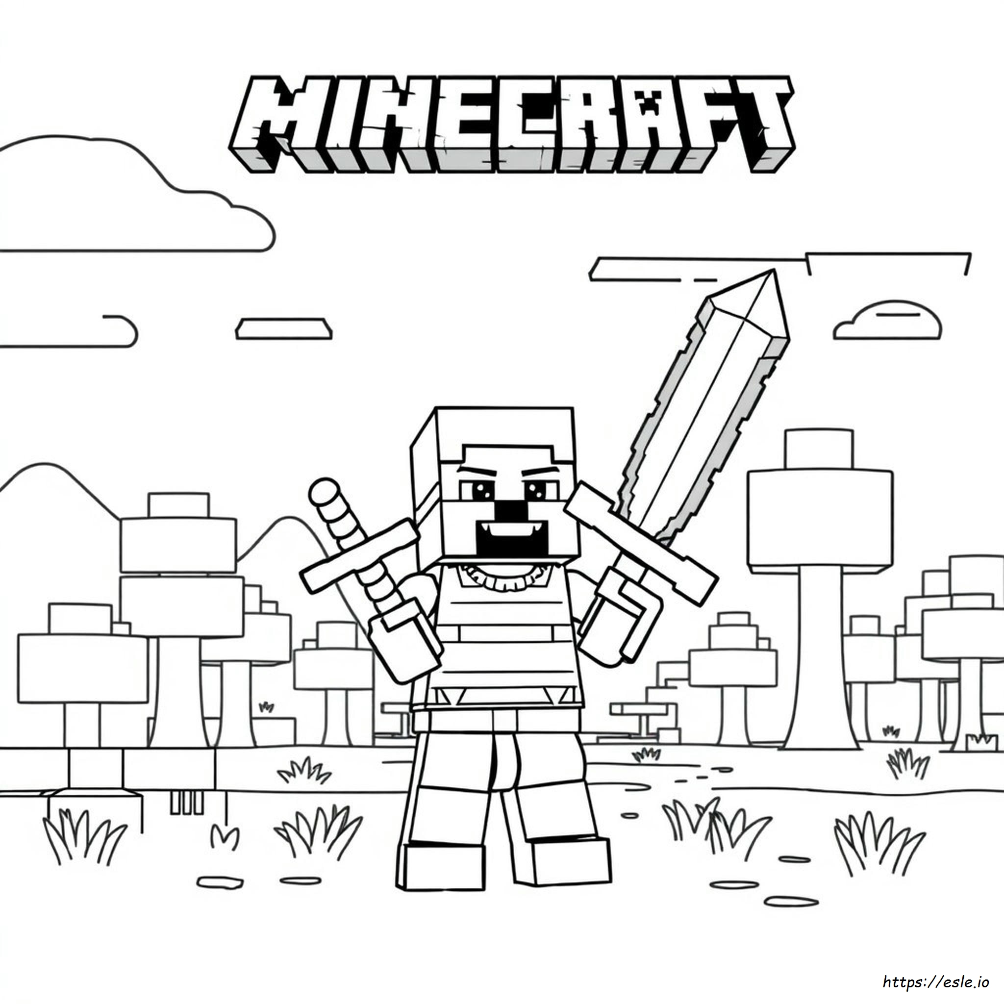 Lego Minecraft Coloring Pages Espada Minecraft Para Colorear