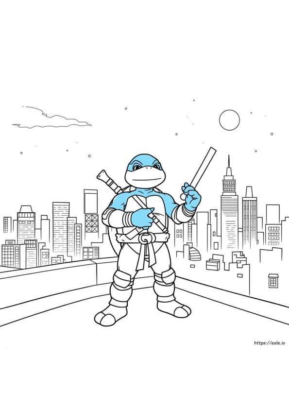 Página Para Colorear De Tortuga Ninja Azul