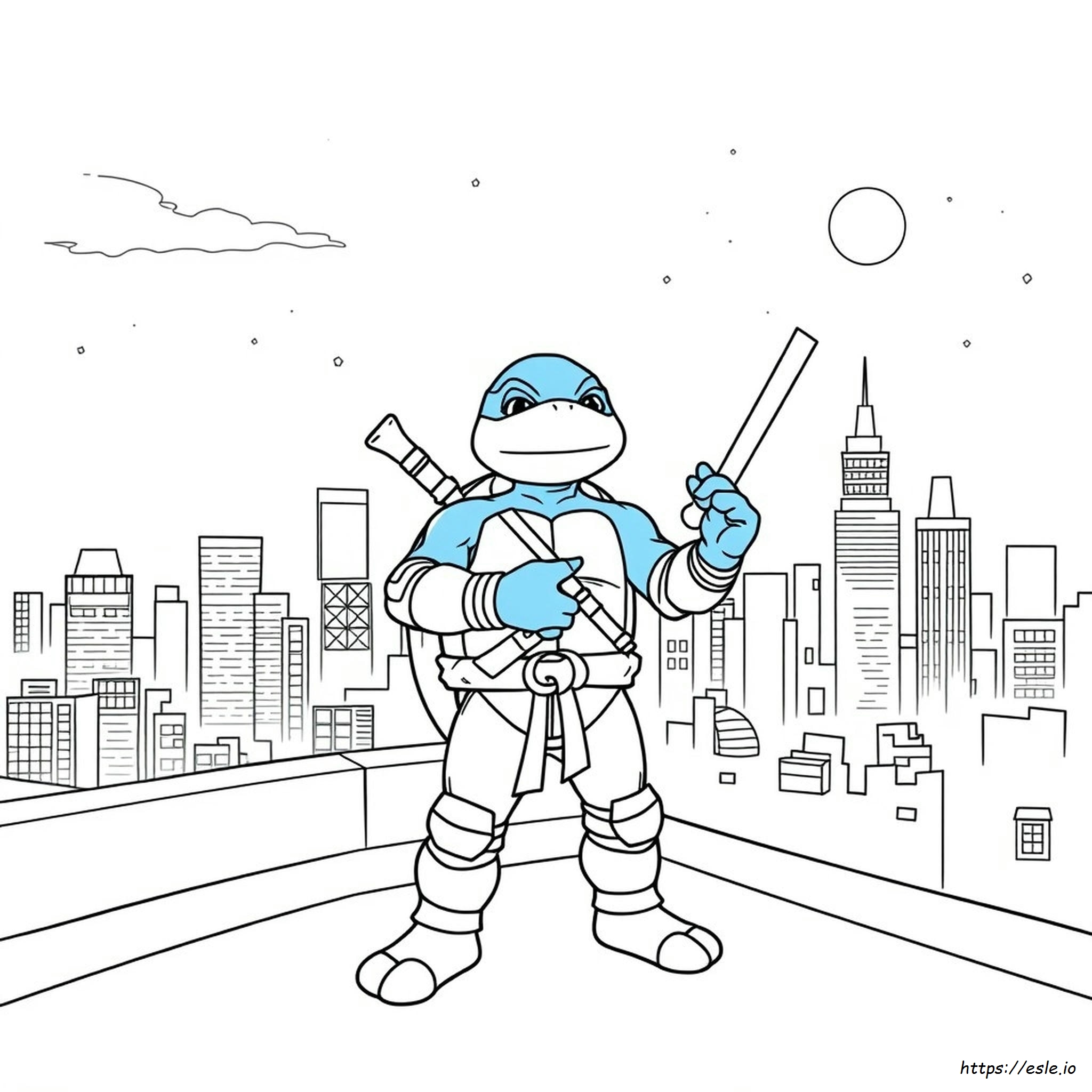 Página Para Colorear De Tortuga Ninja Azul