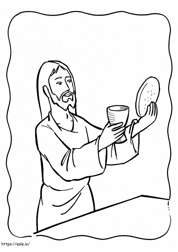 イエスの血と体 最後の晩餐 ぬりえ - 塗り絵