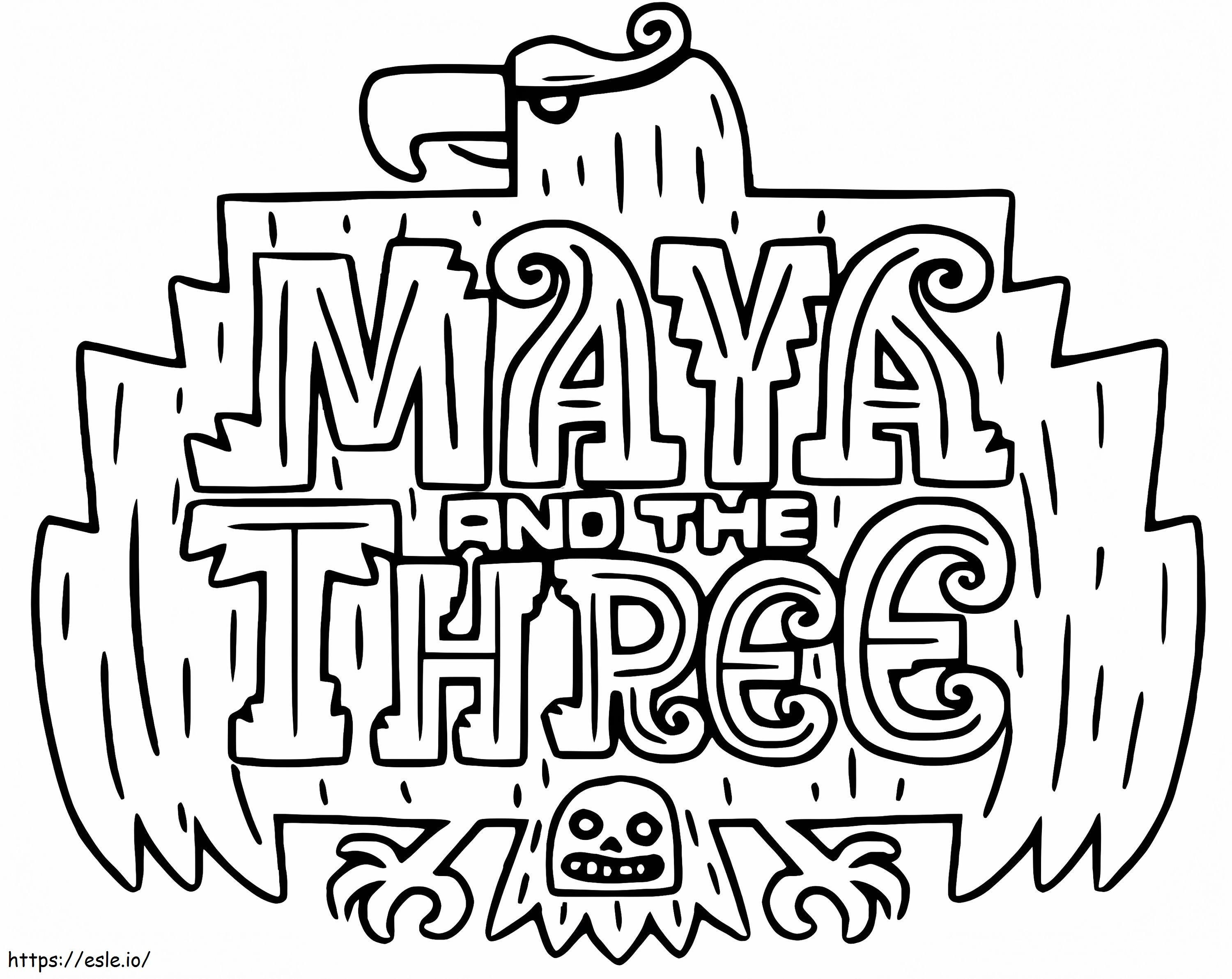 ロゴ マヤと三人 ぬりえ - 塗り絵