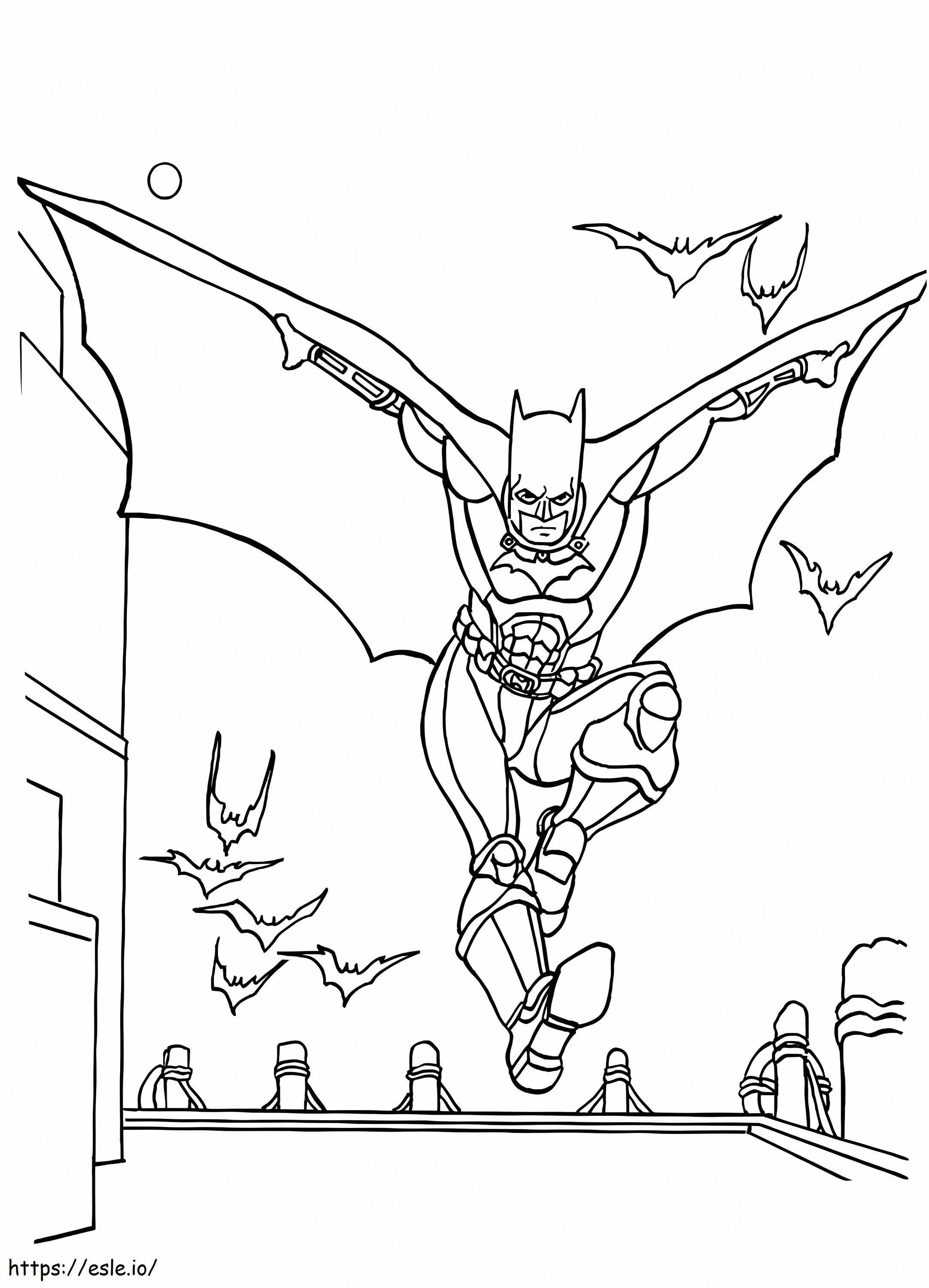 Batman hyppää värityskuva