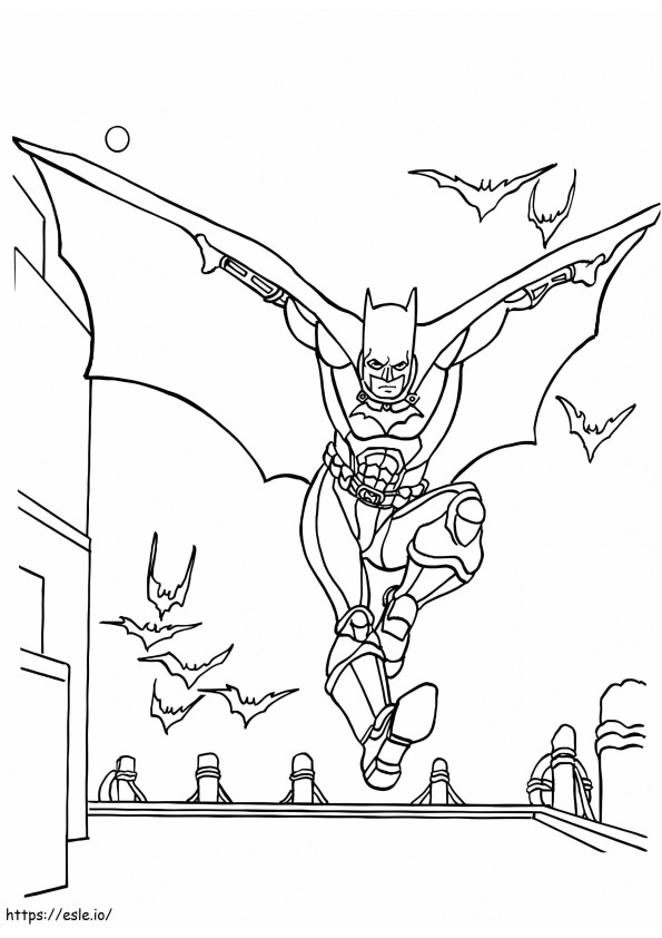 Batman springt kleurplaat