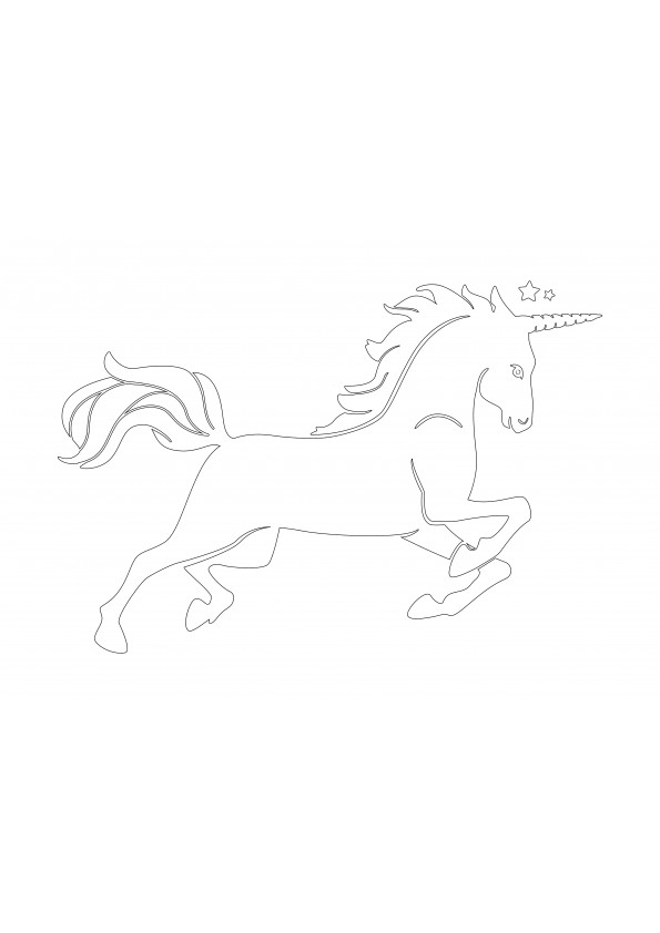 Unicorn free printing and coloring image for kids