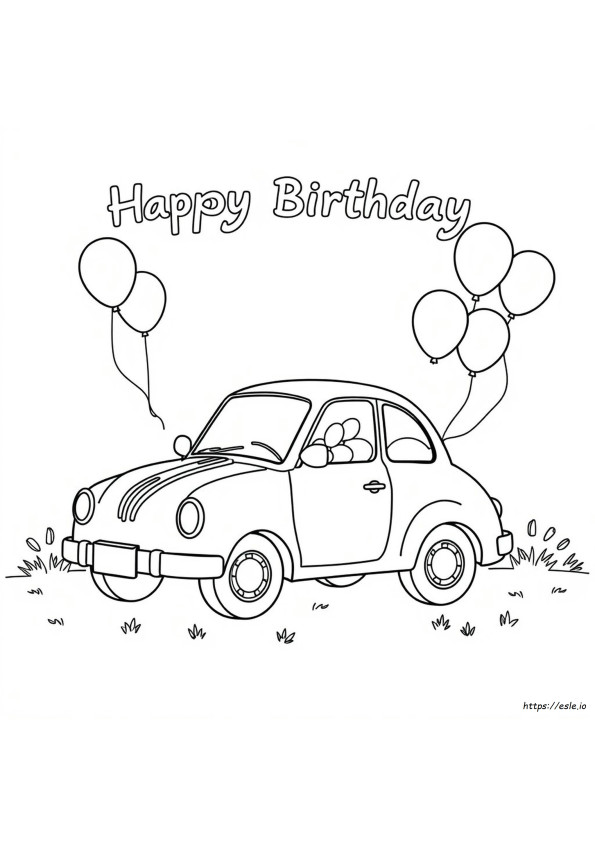 Coloriage Voiture Joyeux Anniversaire