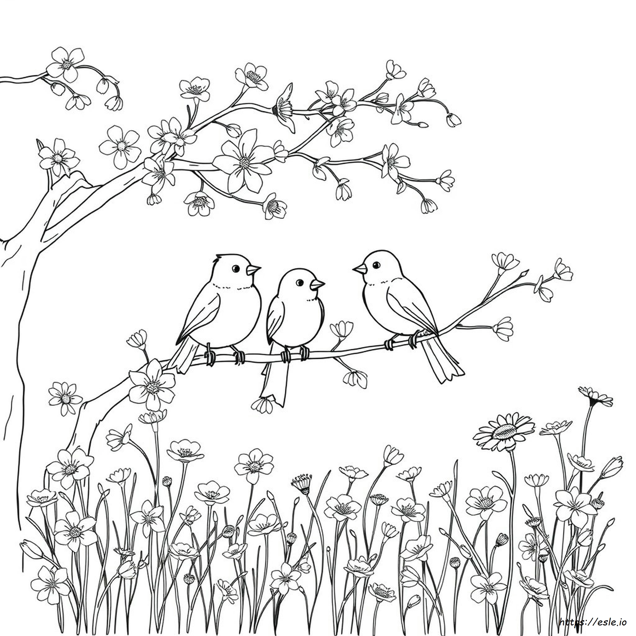 Kleurplaten Van Vogels En Bloemen kleurplaat