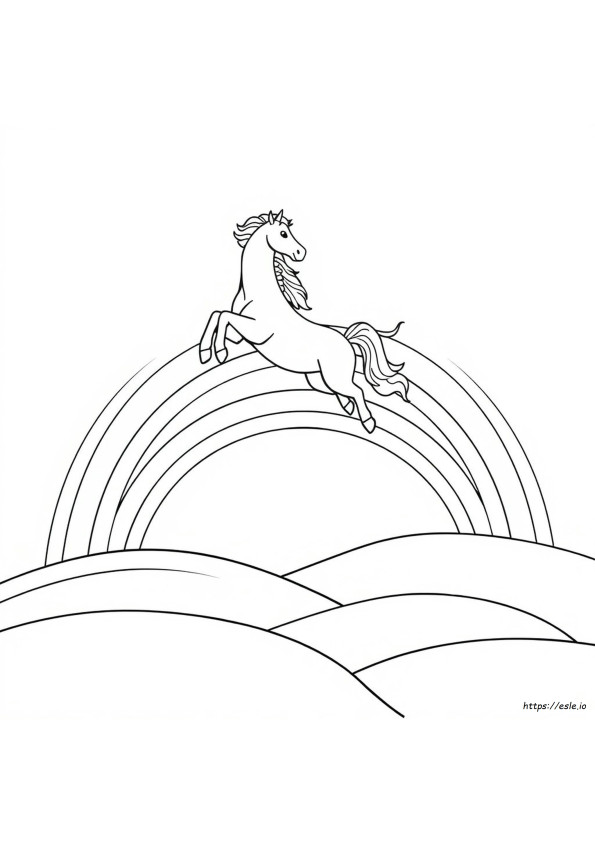 Unicorno Che Salta L'arcobaleno Da Colorare