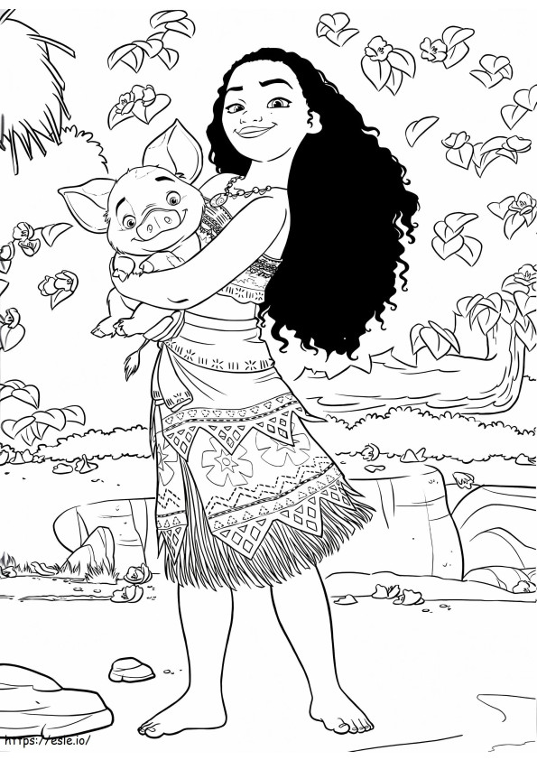 Moana And Pua Pig coloring page