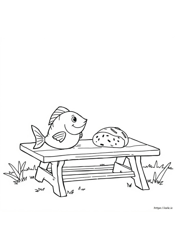 Coloriage Poisson Et Pain