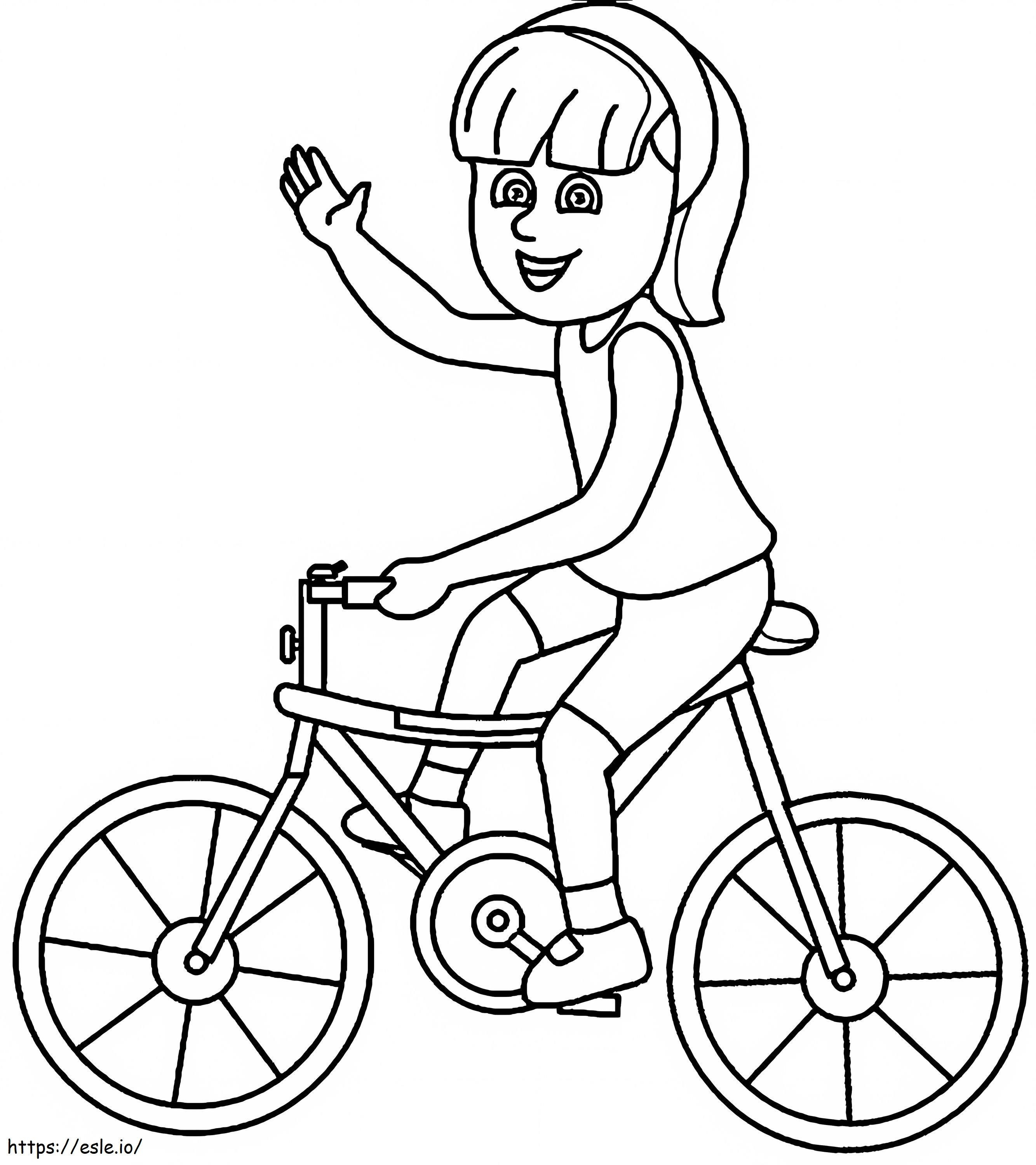 menina andando de bicicleta para colorir