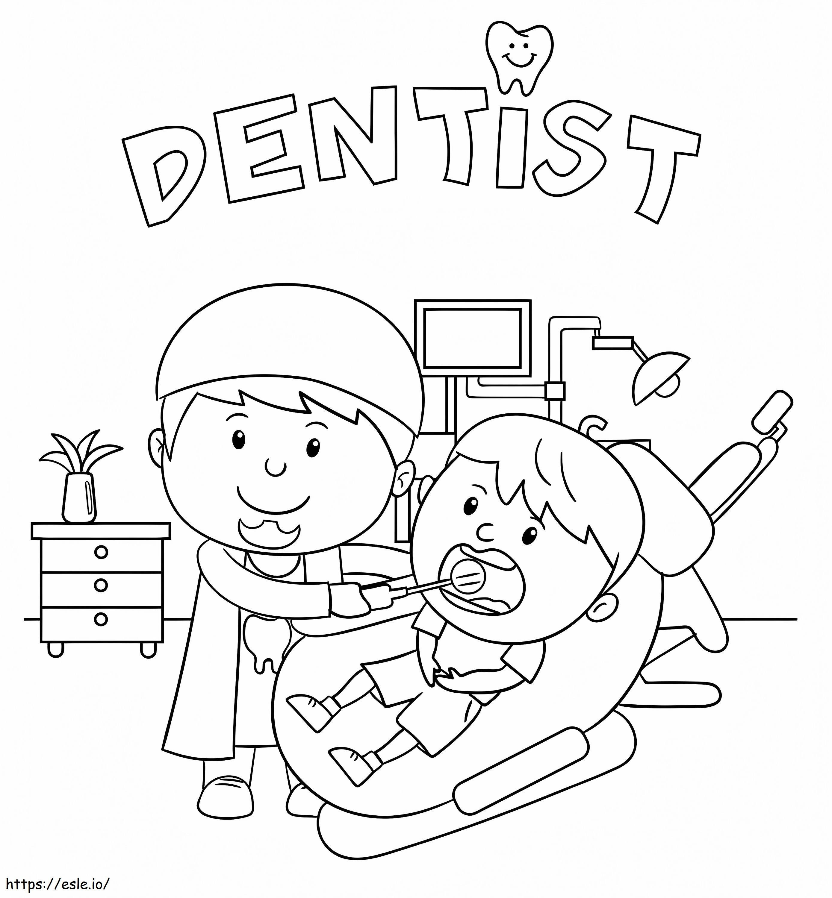 niño y dentista para colorear