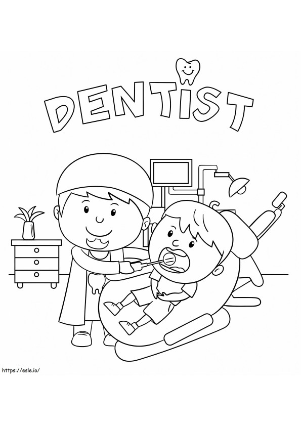 menino e dentista para colorir