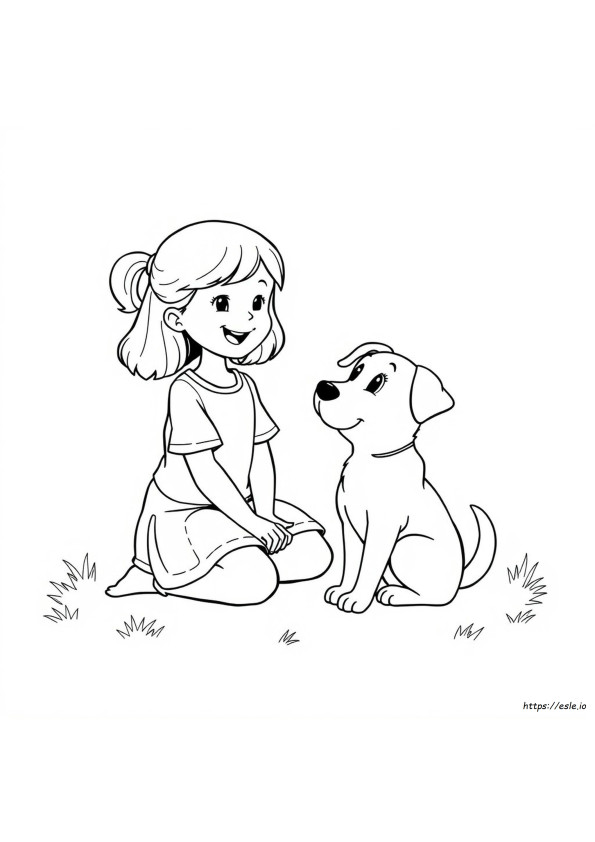 Girl Puppy Coloring Pages