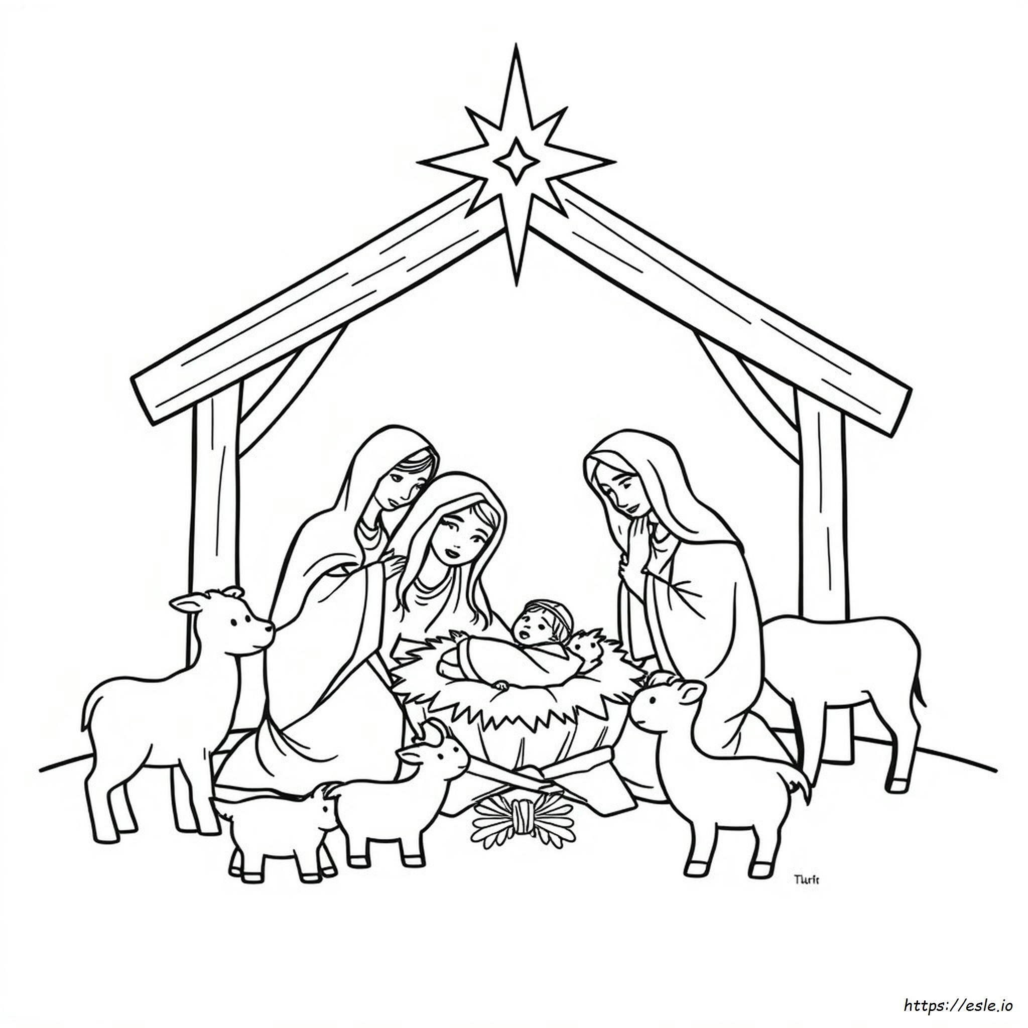 Manger Scene Coloring Page