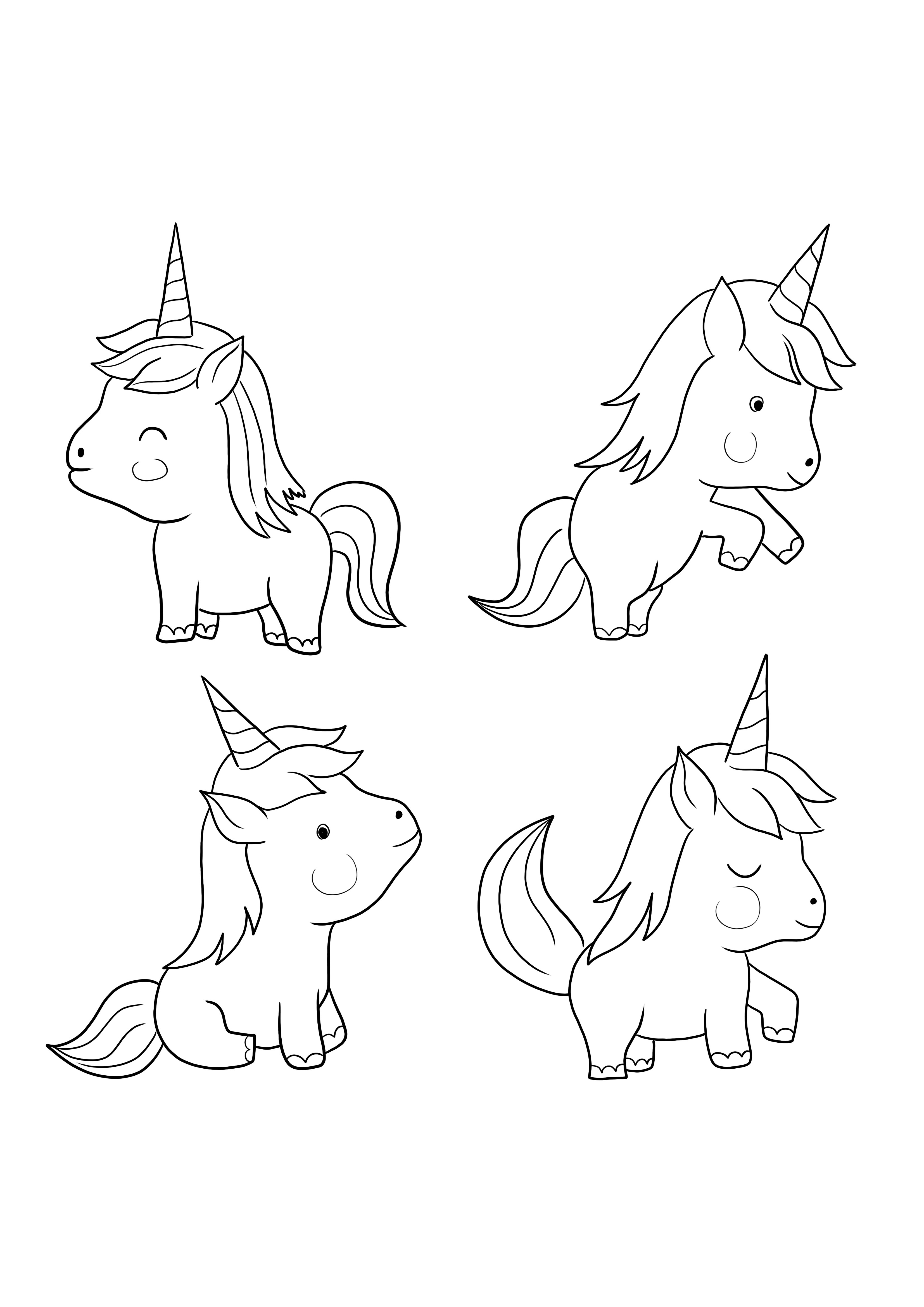 Coloring for free of unicorns to print or download