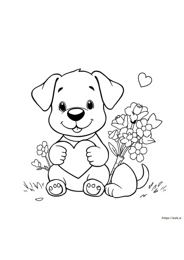 Coloriage Chiot Mignon Saint Valentin À Imprimer