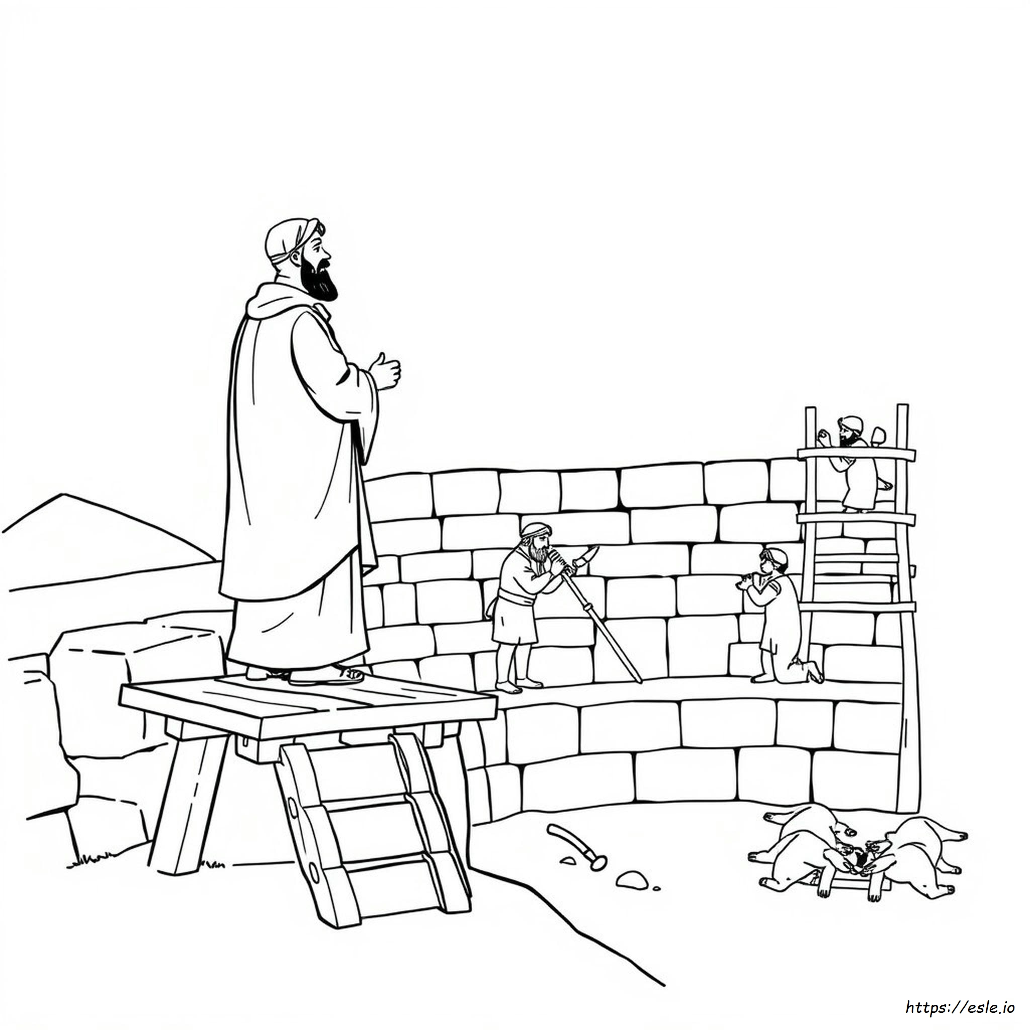 Coloring Pages Nehemiah Rebuilding Wall